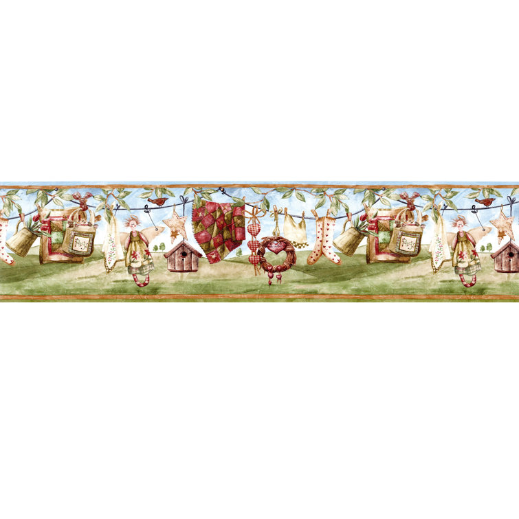 Rosalind Wheeler Country Clothesline Laundry Wallpaper Border Wayfair Canada